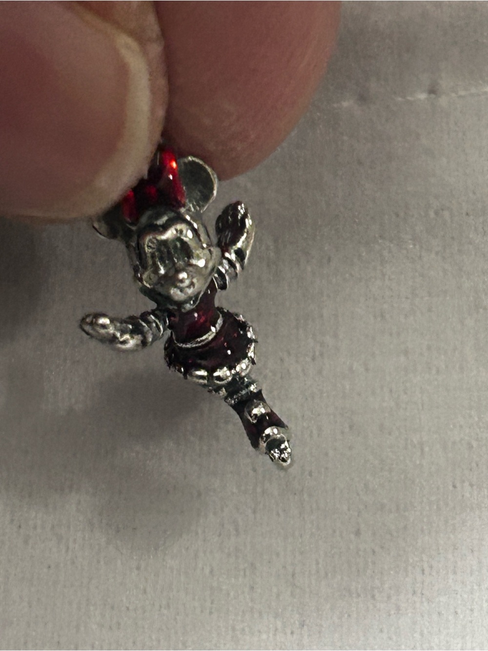 Disney Silver Minnie Mouse Dangle Charm with Red Accents